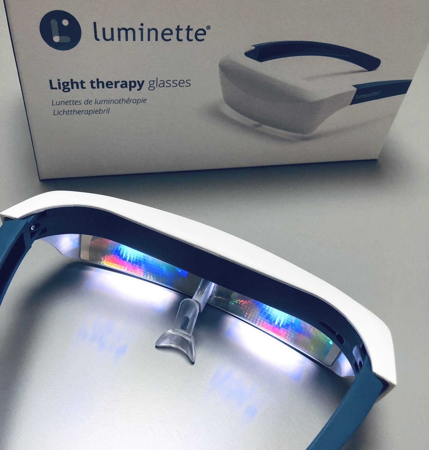 8 led lampen in der luminette brille lichttherapie